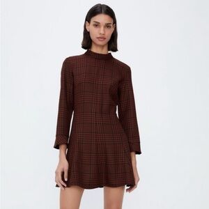 Zara Plaid A-Line Mini Dress in Red and Black Small